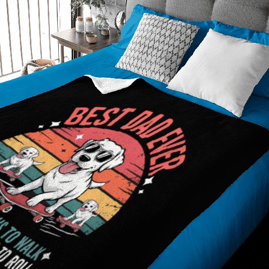 Best Dog Dad Ever Skateboarding Puppy Lover Baby Blankets
