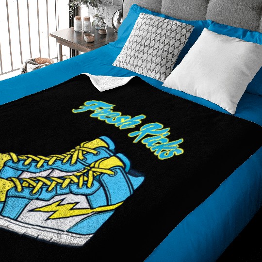 Fresh Kicks Lightning Bolt Sneakers Retro 80s Baby Blankets