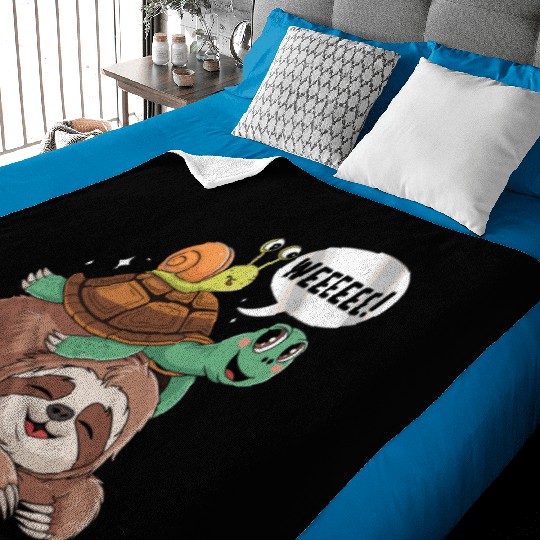 Weeeeee! Sloth Turtle Snail Fun Baby Blankets