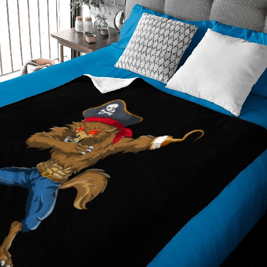 Dabbing Werewolf Pirate Halloween Pirate Baby Blankets