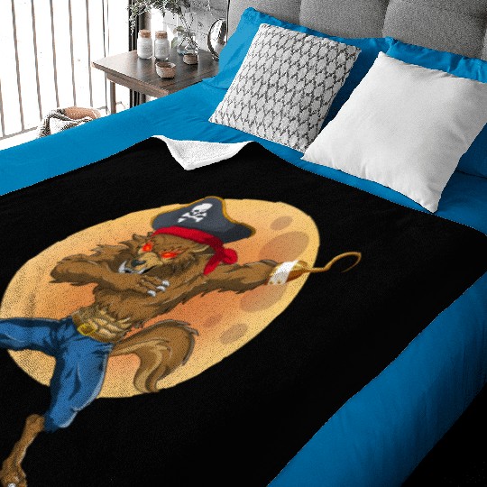 Dabbing Werewolf Pirate Halloween Pirate Baby Blankets