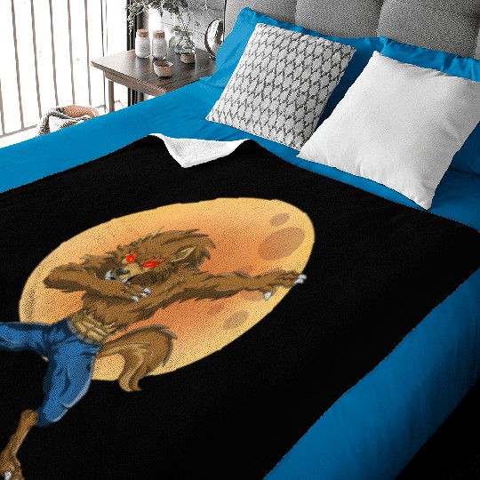 Dabbing Werewolf Retro Moon Halloween Monster Baby Blankets