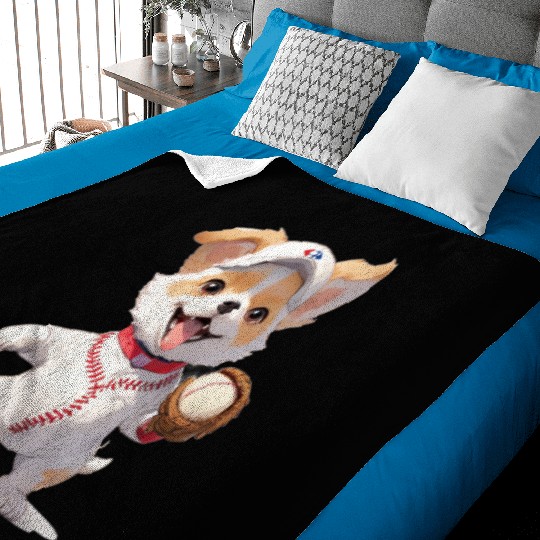 Dog Baseball Player Puppy Baby Blankets