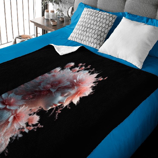 Ethereal Floral Portrait - Woman with Coral Pink Baby Blankets