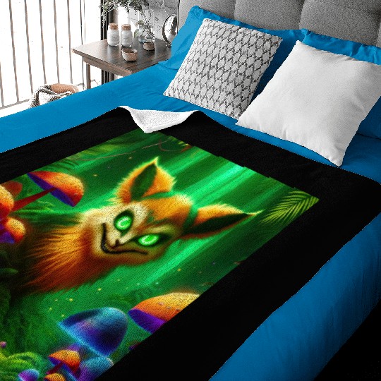 Demon Fox in Enchanted Forest – Fantasy Creature Baby Blankets