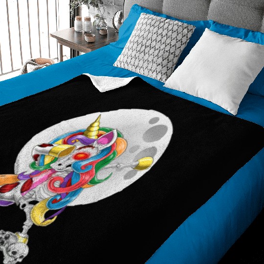 Dabbing Zombie Unicorn Halloween Baby Blankets