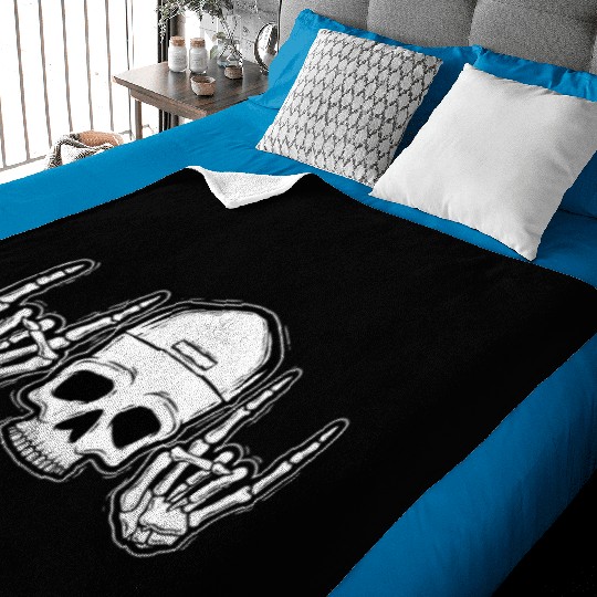 Skull Rock On Skeleton Hands Art Baby Blankets