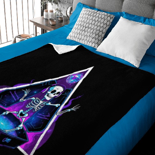 Neon Dancing Skeleton in Coffin Baby Blankets