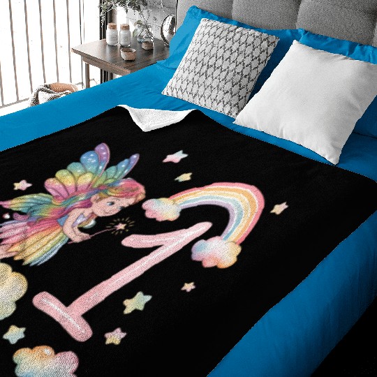 Magical Rainbow Fairy Elf 1st Birthday Girl Baby Blankets