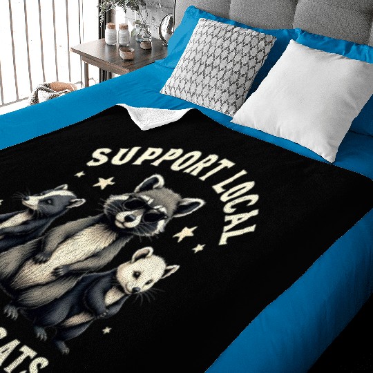 Support Local Street Cats Funny Raccoon Opossum Baby Blankets