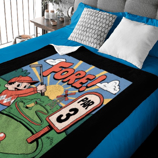 Mini Golf Retro Cartoon on Champion Unisex Baby Blankets