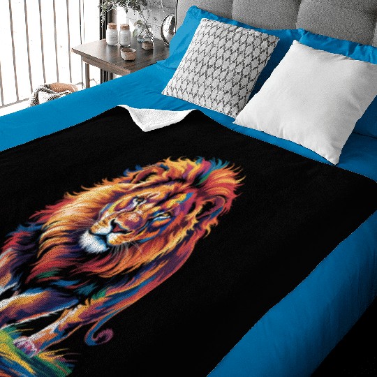 Pride and Power – Majestic Rainbow Lion Head Baby Blankets