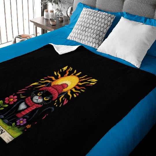 Grumpy Cat Tarot Card The Sun, Funny Cat Lover Baby Blankets