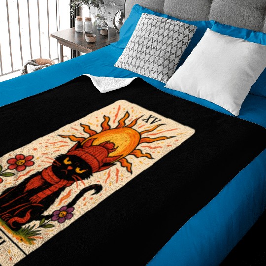 Devil Cat Tarot Card, Grumpy Cat Art, Mystical Baby Blankets