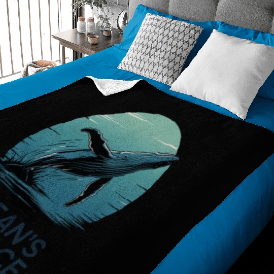 Ocean’s Embrace – Majestic Whale Retro Ocean Baby Blankets