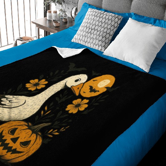 Goose Halloween Fall Silly Goose Boho Flower Baby Blankets