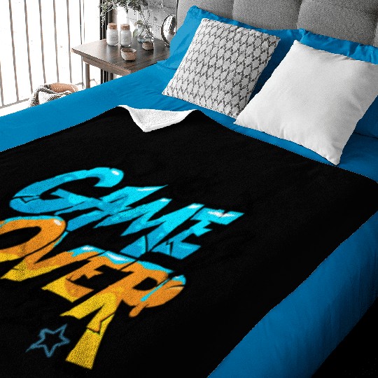 Blue and Yellow Graffiti Game Over Baby Blankets 2025
