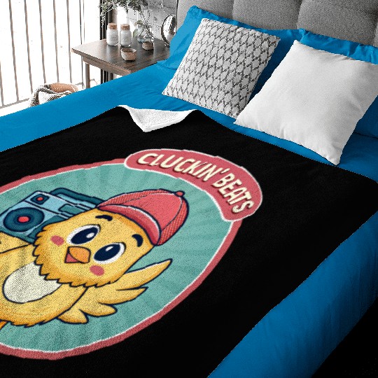 Cluckin Beats Chicken Hip Hop Retro 90s. Baby Blankets