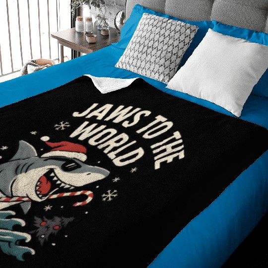 Jaws to the World – Christmas Shark Attack Baby Blankets