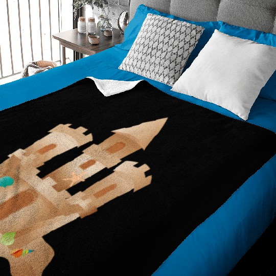 Sandcastle with Shells and Starfish on the Beach Baby Blankets