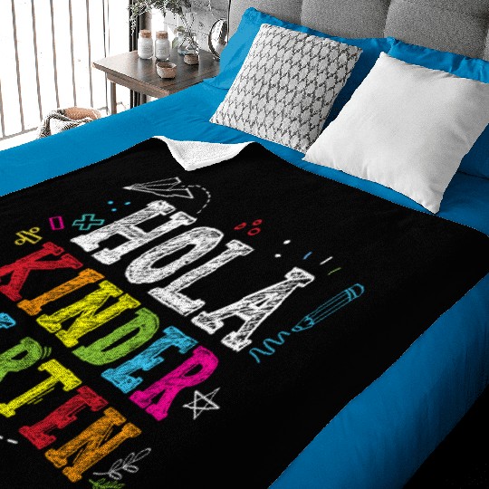 Hola Kindergarten Spanish Teacher Back to School Baby Blankets