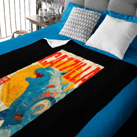 Catzilla Retro Movie Poster Baby Blankets