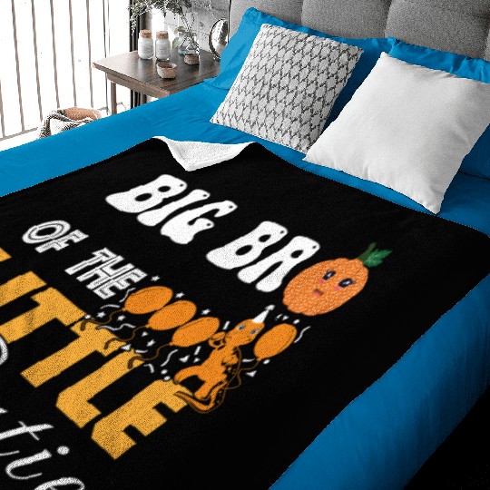 Big Brother Little Cutie Baby Shower Orange 1st Bi Baby Blankets