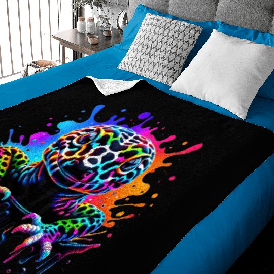 Neon Psychedelic Lizard Illustration Baby Blankets