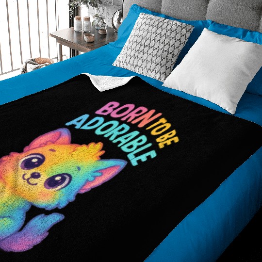 Rainbow Adorable Puppy Illustration Baby Blankets