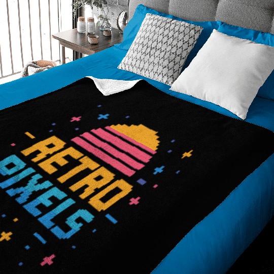 Retro Pixels – Neon 8-Bit Sunset Vibes Baby Blankets