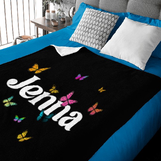 JENNA - beautiful girl name with cute butterflies Baby Blankets
