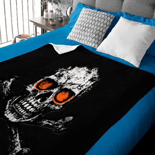 Grunge Skull Crossbones Orange Eyes Baby Blankets