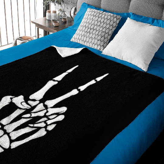 Skeleton Hand Peace Sign Cool Halloween Baby Blankets
