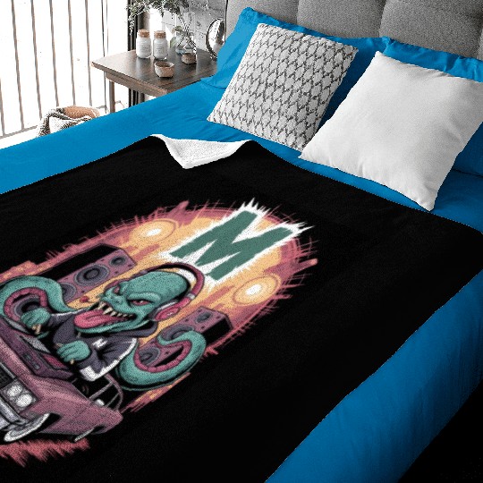 Alien DJ Hustle – Retro Street Beat Baby Blankets