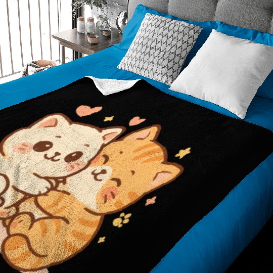 Cute Kittens Embracing Heartwarming Design Baby Blankets