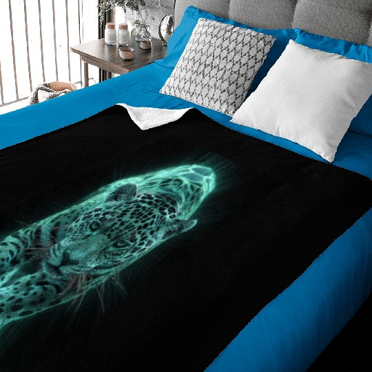 Neon Jaguar in Motion Baby Blankets