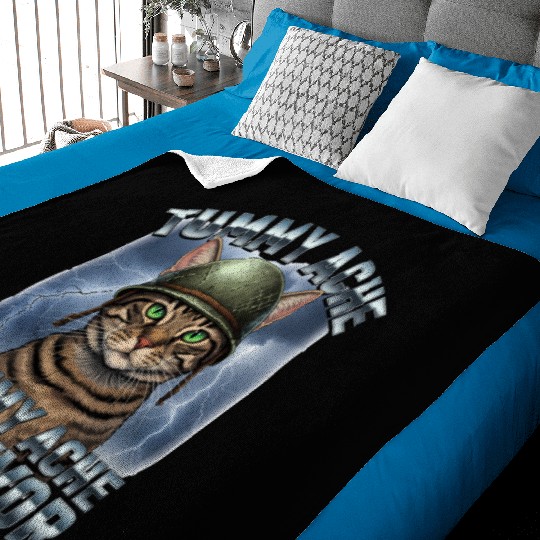 Funny Brave Cat Tummy Ache Survivor Meme Art Baby Blankets