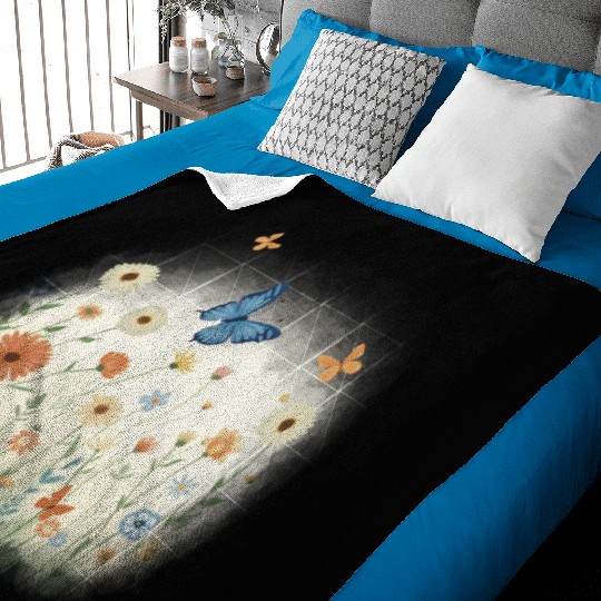 Flowers and butterflies Baby Blankets