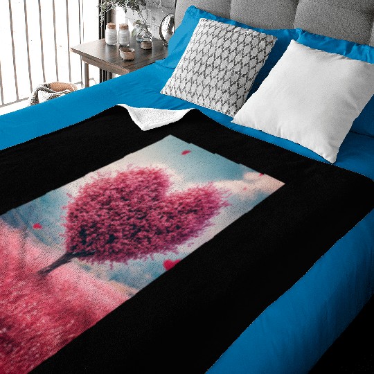 Romantic Heart Tree in Bloom Baby Blankets