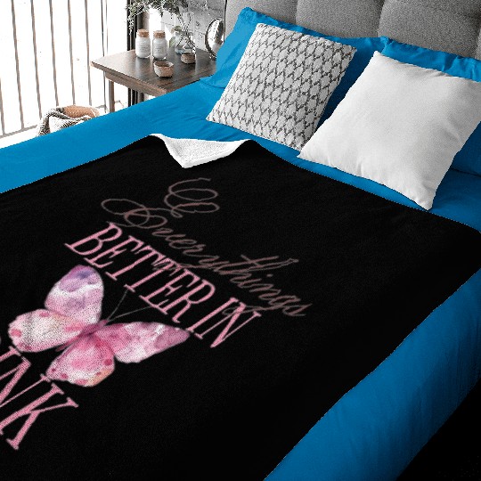 Pink Butterfly Inspirational Quote Baby Blankets