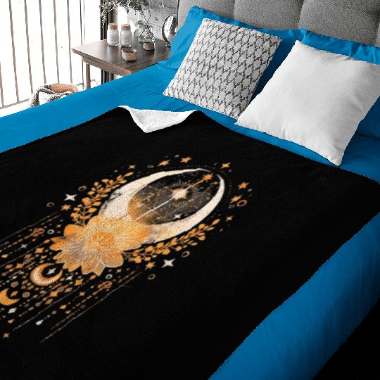 Celestial Lotus Moon Dreamcatcher Baby Blankets