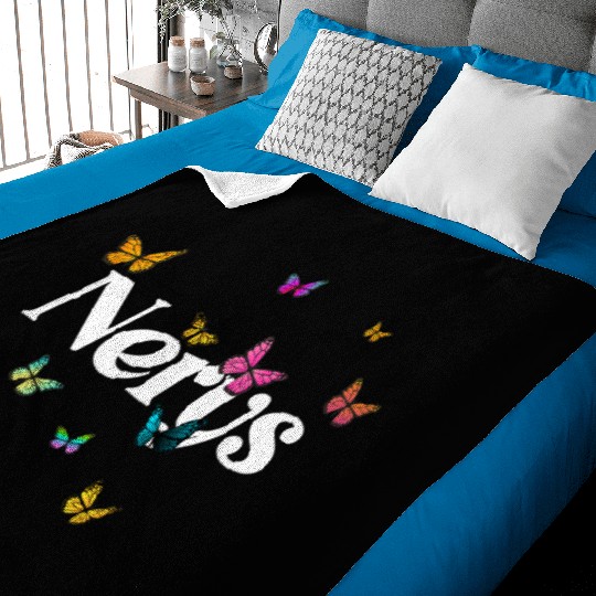 NERYS - beautiful girl name with cute butterflies Baby Blankets