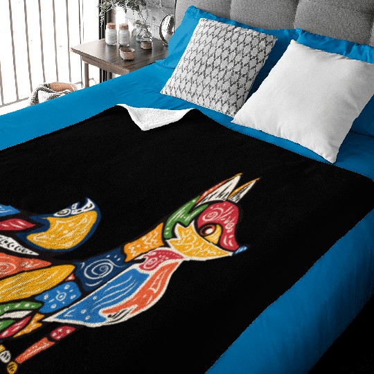 Tribal Watchful Fox Baby Blankets