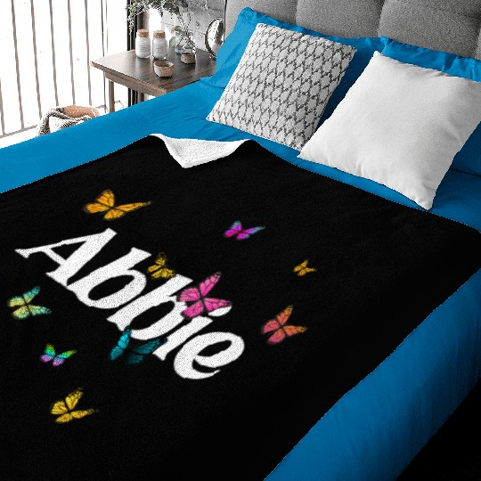ABBIE - beautiful girl name with cute butterflies Baby Blankets