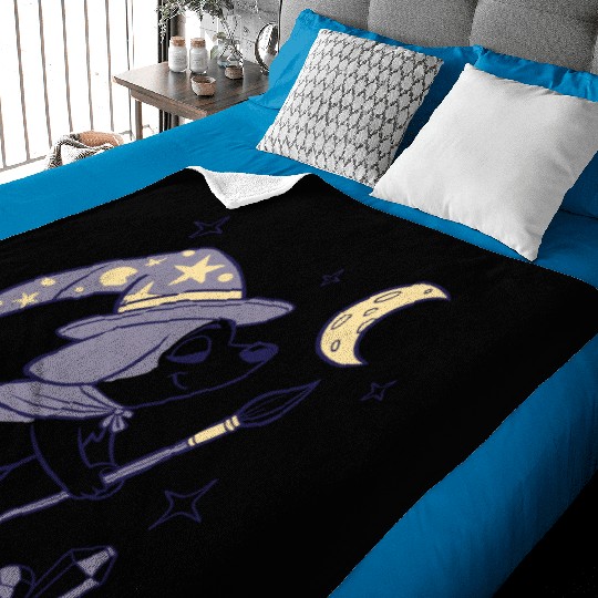 Mystical Moon Wizard Illustration Baby Blankets