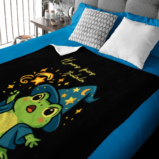 Magical Froggy Wizard Illustration Baby Blankets