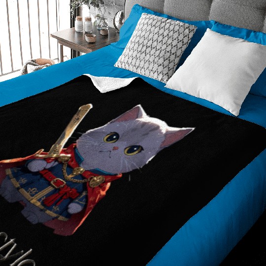 Regal Cat Warrior Illustration Baby Blankets