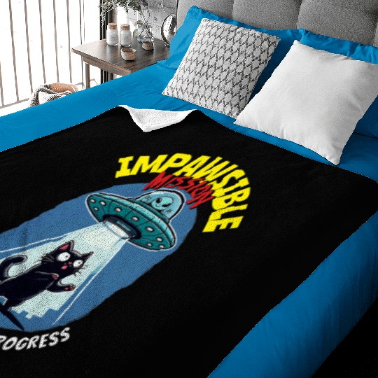 Impawsible Mission: Alien Catnapping Baby Blankets
