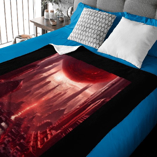 Red Megapolis City On Alien Planet Sci-Fi Topic Baby Blankets