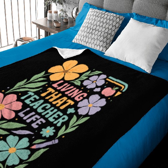 Floral Teacher Life Illustration Baby Blankets